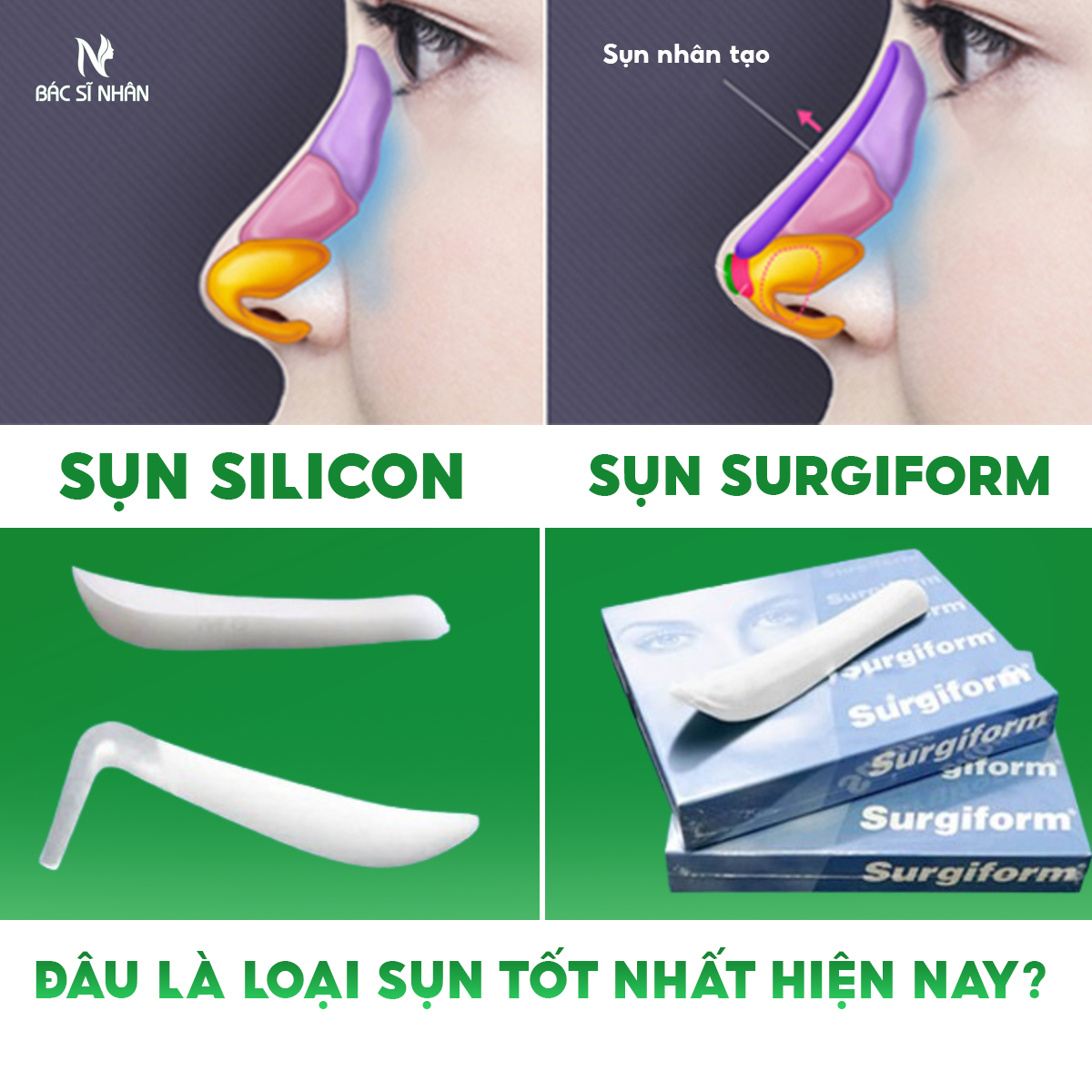 So sánh sụn Surgiform và sụn Silicon